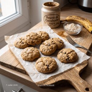 Biscuits moelleux banane, beurre de cacahuète et amande