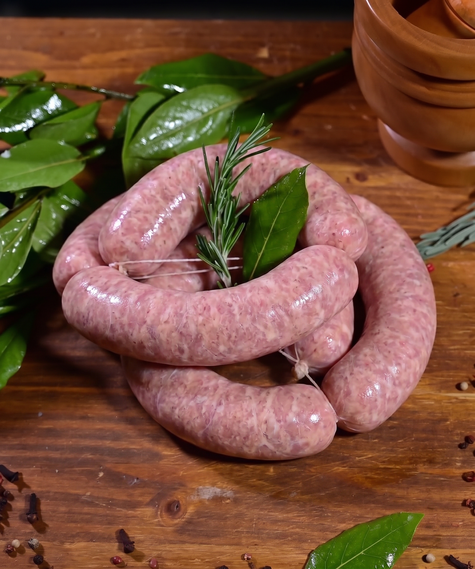 Saucisses fraîches de salsiccia napoletana au romarin et laurier